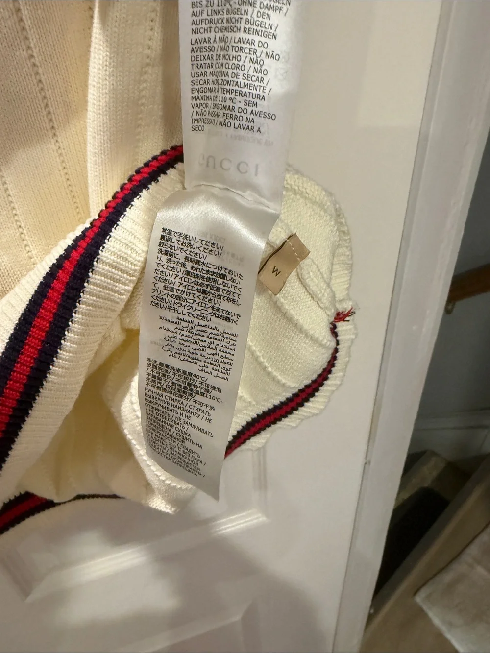 Gucci Cream Polo with Red and Navy Contrast Trim